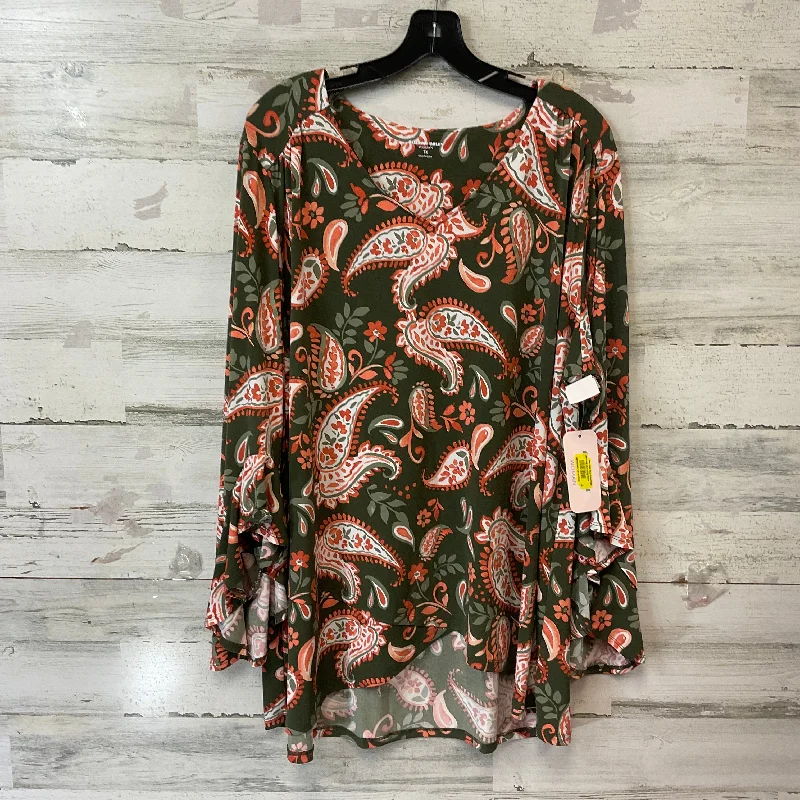 Top Long Sleeve By Allison Daley In Green & Orange, Size: 1x