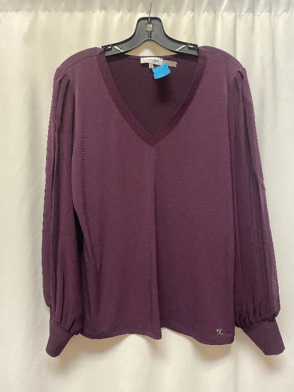 Top Long Sleeve By Calvin Klein In Purple, Size: M