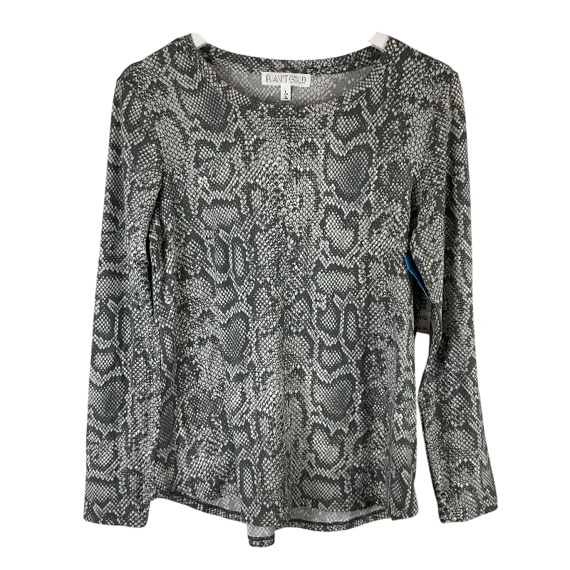 Top Long Sleeve By Cme In Grey, Size: L