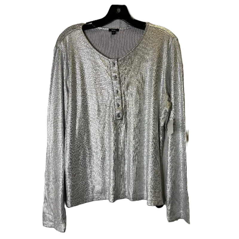 Top Long Sleeve By Express In Silver, Size: Xl