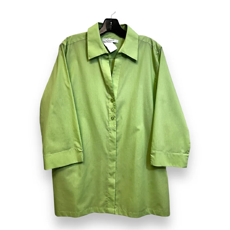 Top Long Sleeve By Foxcroft In Green, Size: 16