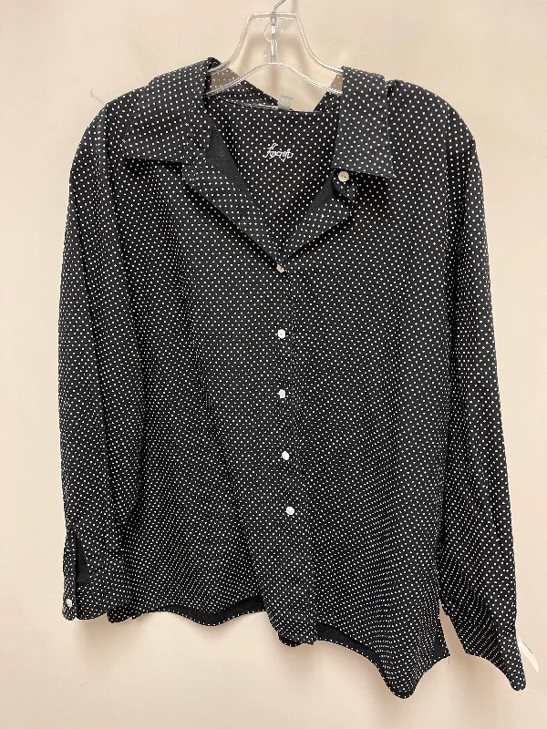 Top Long Sleeve By Foxcroft In Polkadot Pattern, Size: 2x