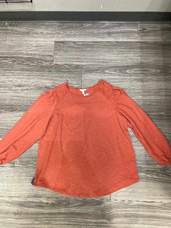 Top Long Sleeve By Lc Lauren Conrad In Orange, Size: 1x