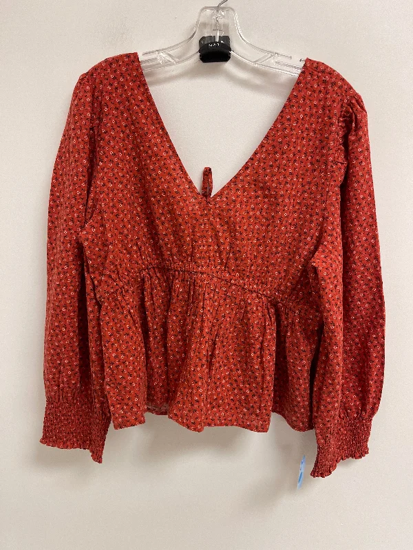 Top Long Sleeve By Madewell In Orange, Size: L