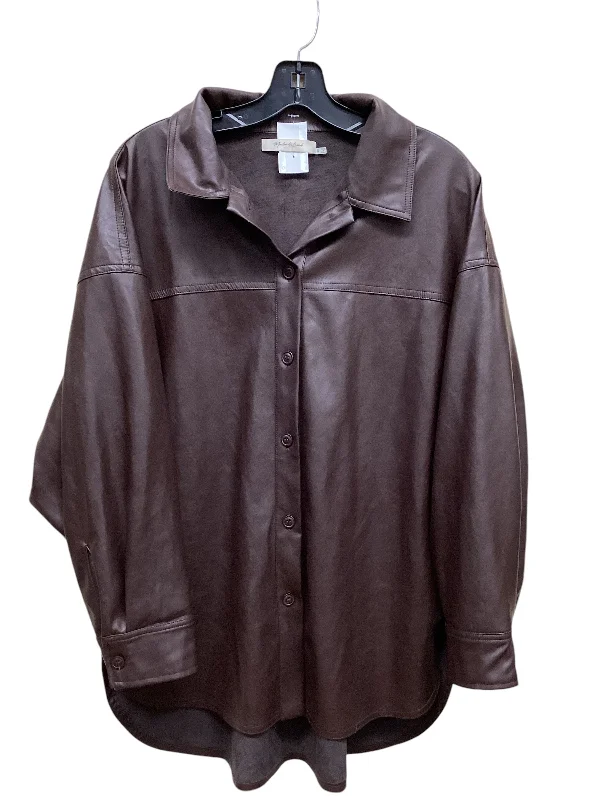 Top Long Sleeve By Mustard Seed In Brown, Size: S