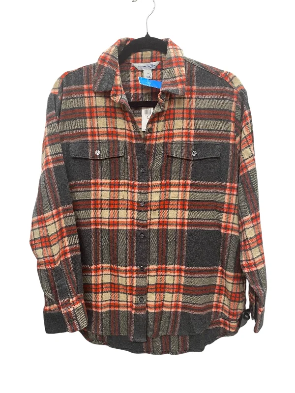 Top Long Sleeve By Old Navy In Plaid Pattern, Size: S