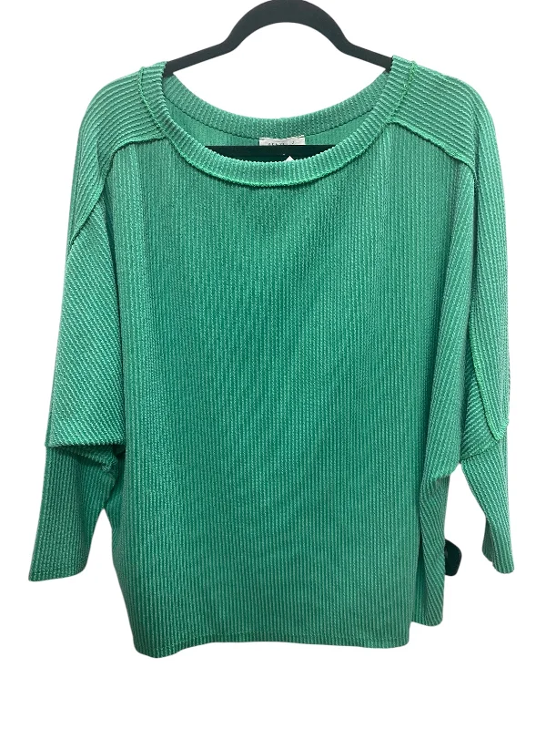 Top Long Sleeve By Reborn J In Green, Size: L