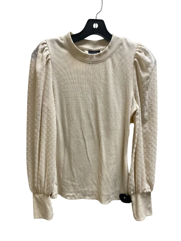 Top Long Sleeve By Who What Wear In Cream, Size: Xs