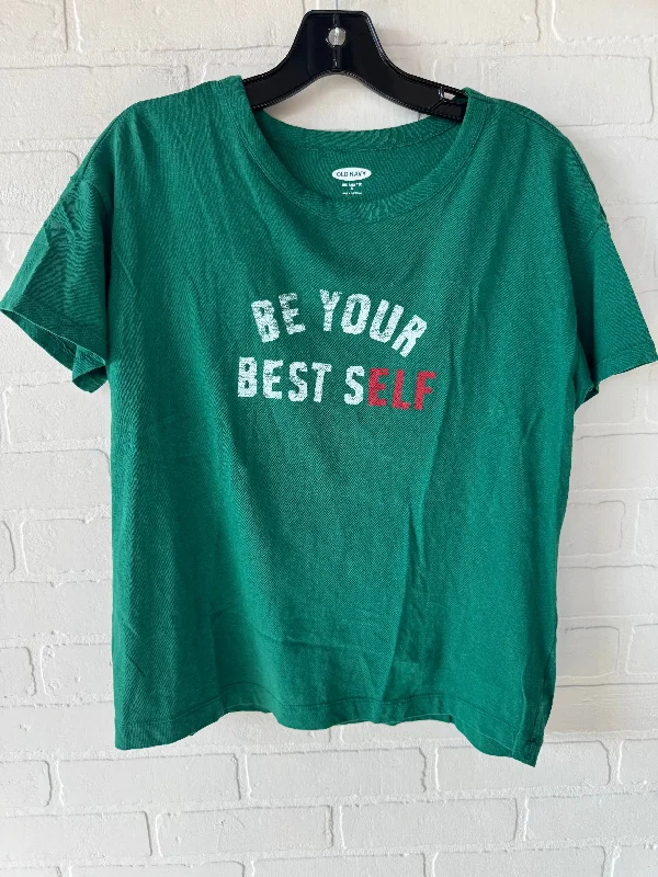 Top Short Sleeve Basic By Old Navy In Green & White, Size: S