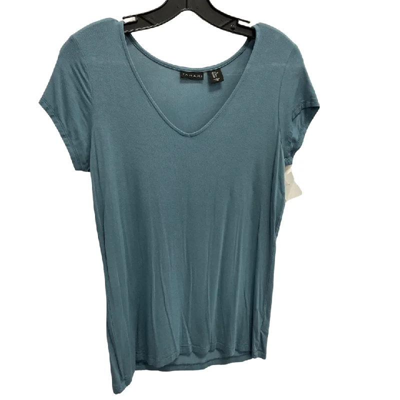 Top Short Sleeve Basic By Tahari By Arthur Levine In Blue, Size: M