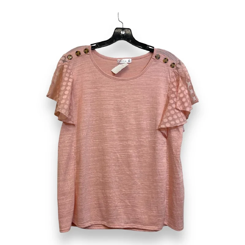 Top Short Sleeve By 89th And Madison In Pink, Size: L