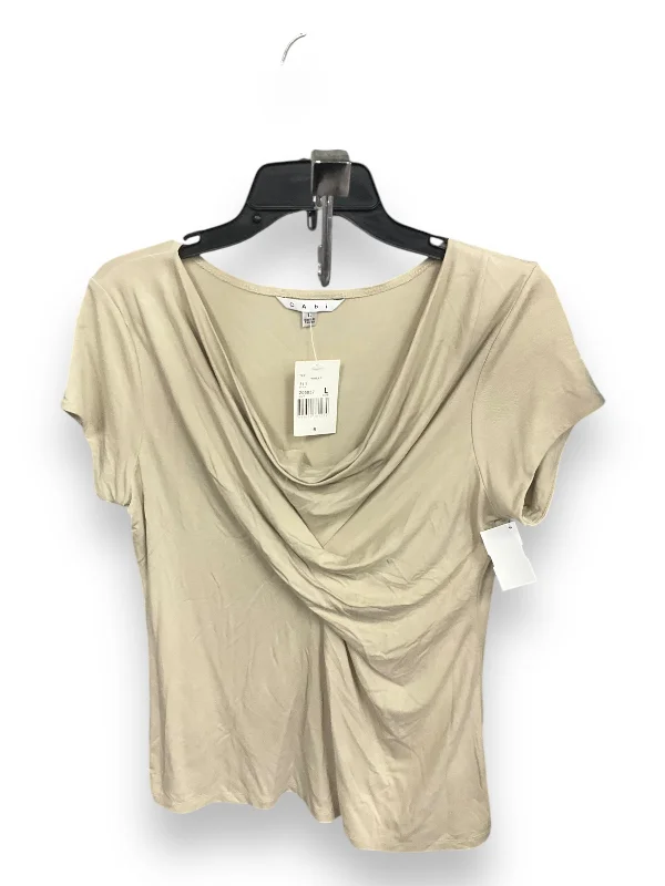 Top Short Sleeve By Cabi In Tan, Size: L