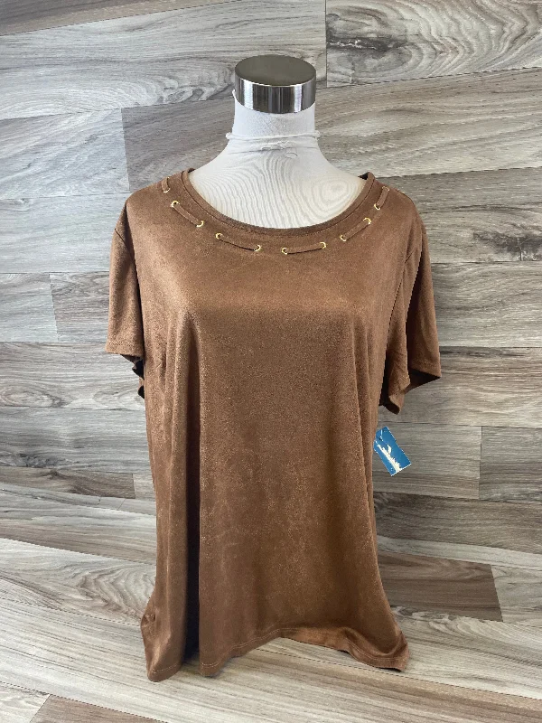 Top Short Sleeve By Chicos In Brown, Size: L