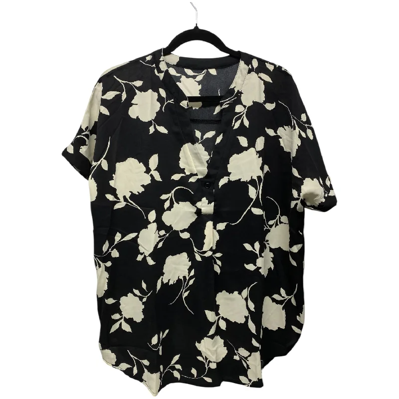 Top Short Sleeve By Clothes Mentor In Black & Cream, Size: Xl