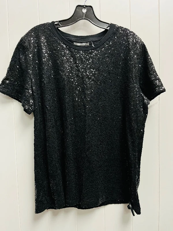 Top Short Sleeve By Dkny In Black, Size: L