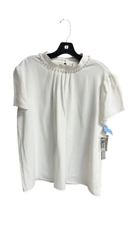 Top Short Sleeve By Tahari By Arthur Levine In White, Size: L