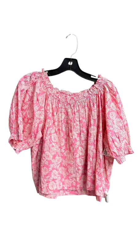 Top Short Sleeve By The Great. In Pink, Size: Xs