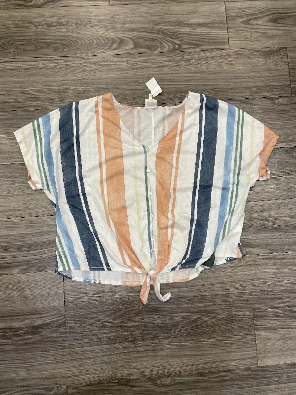 Top Short Sleeve By Tru Self In Striped Pattern, Size: 3x