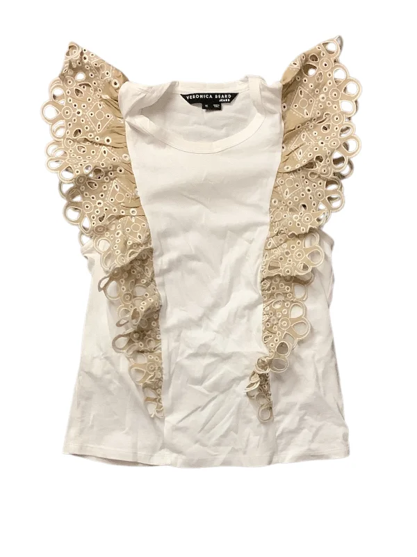 Top Short Sleeve By Veronica Beard In Tan & White, Size: Xs