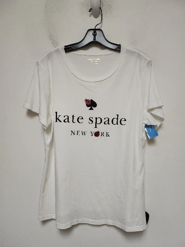 Top Short Sleeve Designer By Kate Spade In White, Size: Xl