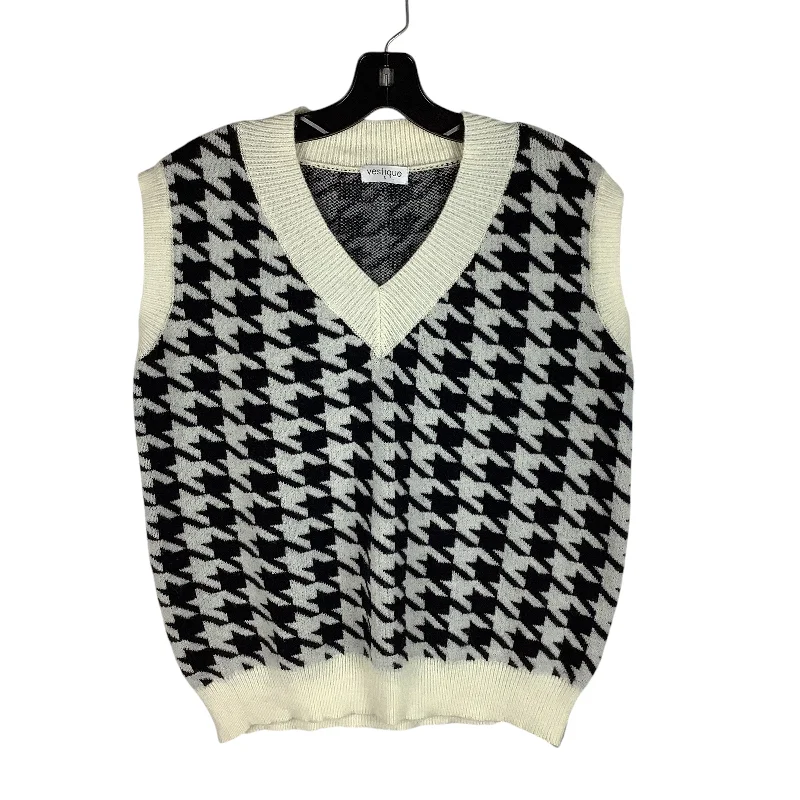 Vest Sweater By Vestique In Blue & Cream, Size: S