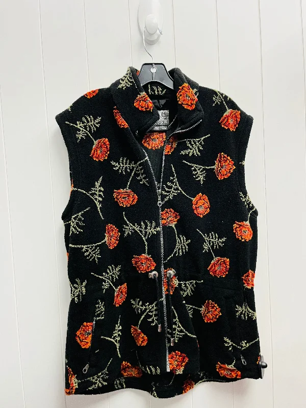 Vest Fleece By Clothes Mentor In Black & Orange, Size: L