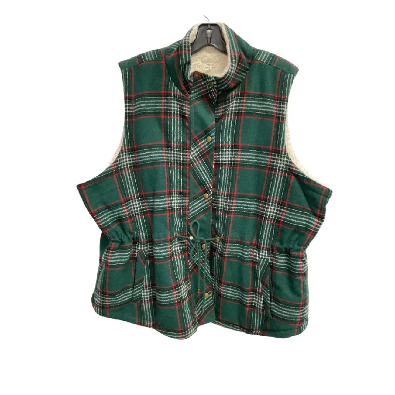 Vest Fleece By Maurices In Green & Red, Size: 3x