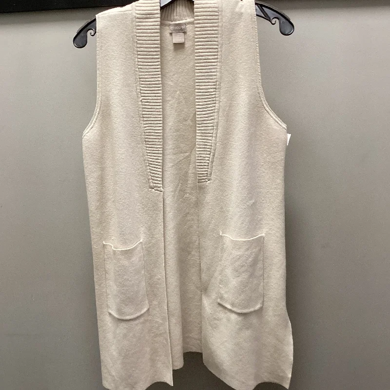 Vest Sweater By Chicos In Cream, Size: Mp