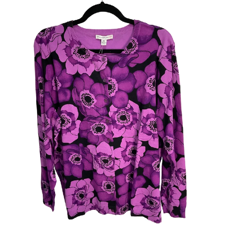 Cardigan By Isaac Mizrahi Live Qvc In Purple, Size: 2x