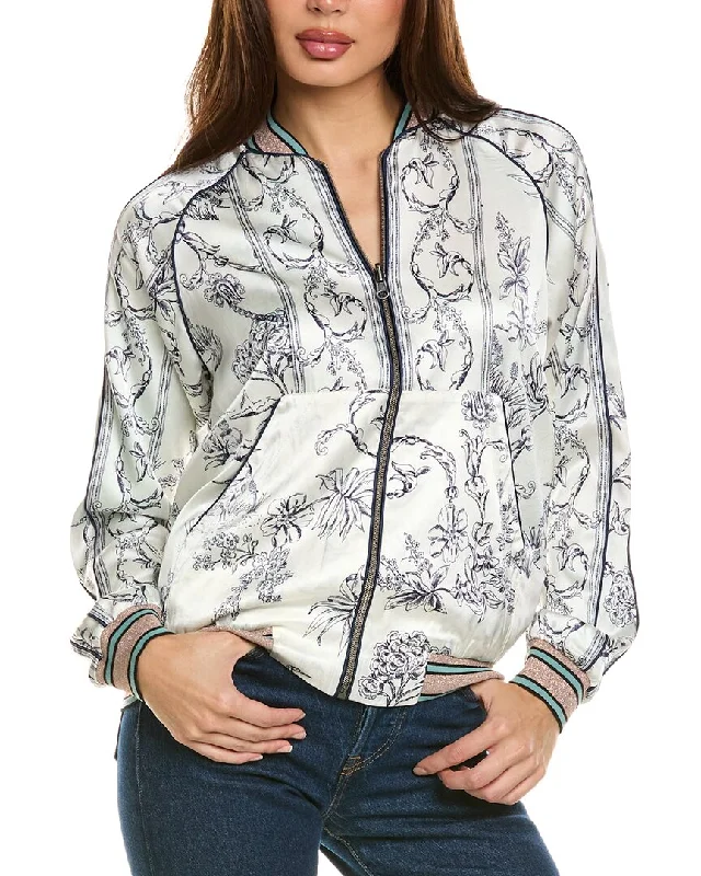 Johnny Was Tranquil Silk-Blend Bomber Jacket