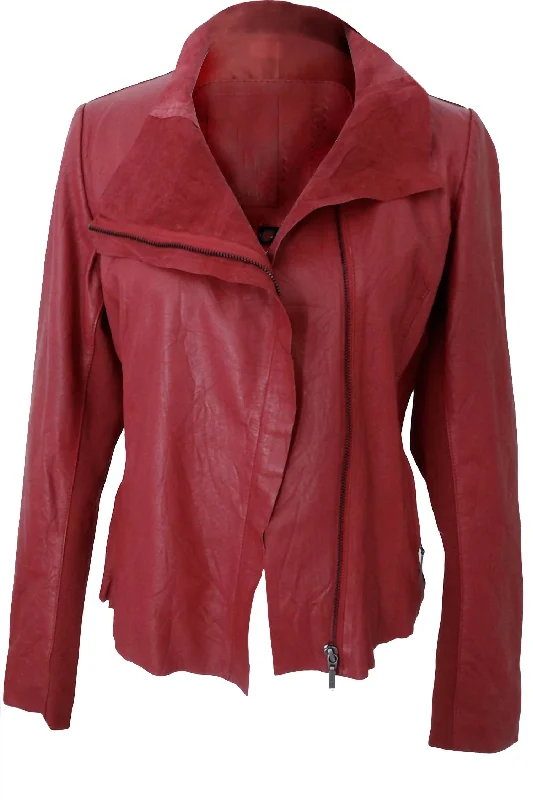 Lene Leather Jacket In Cranberry