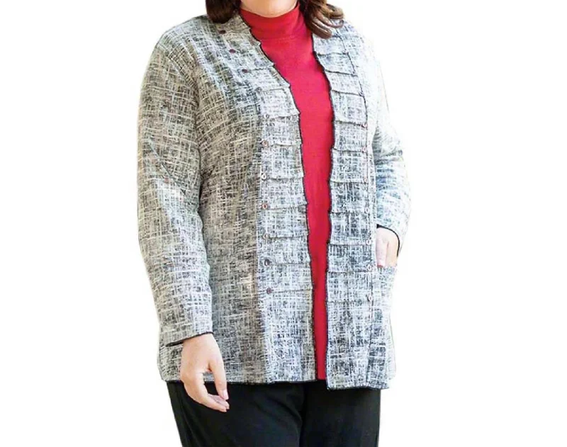 Long Sleeve Tallin Reversible Jacket - Plus Size In Black White