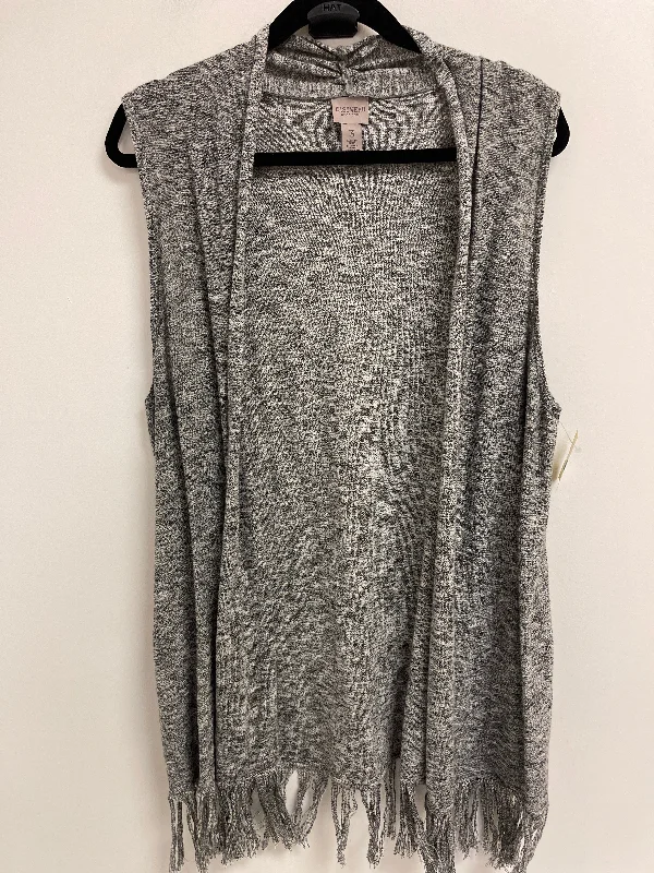 Sweater Cardigan By Chicos In Grey, Size: Xl