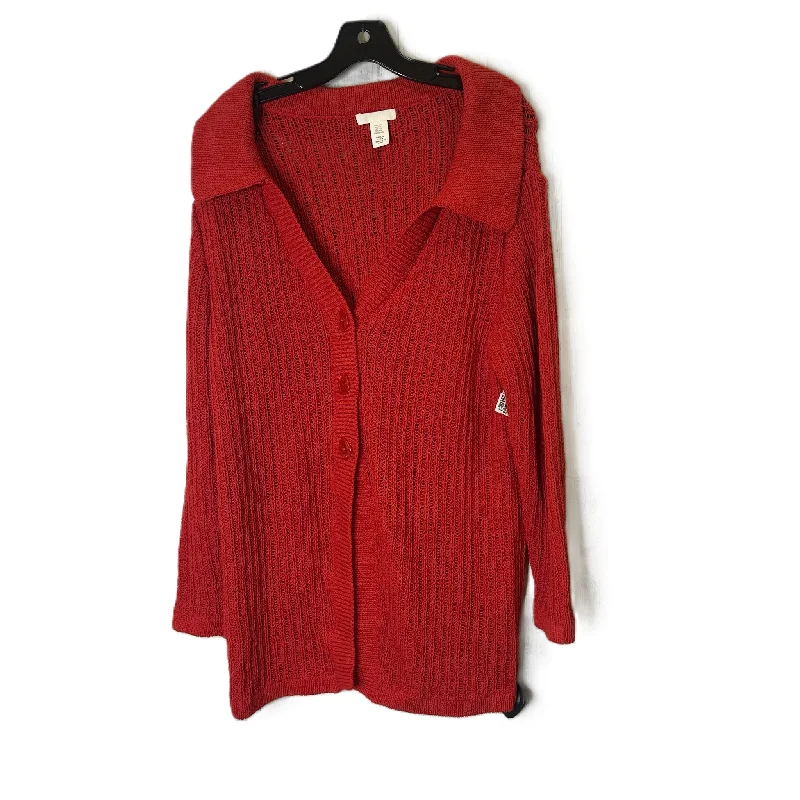 Sweater Cardigan By H&m In Red, Size: Xxl