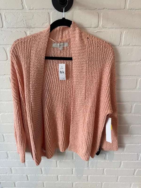 Sweater Cardigan By Loft In Peach, Size: L