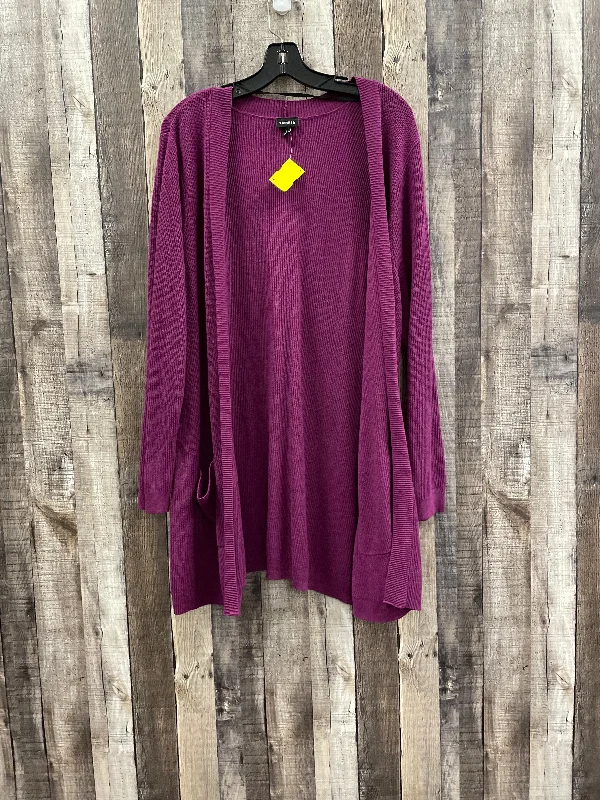 Sweater Cardigan By Torrid In Purple, Size: 3x