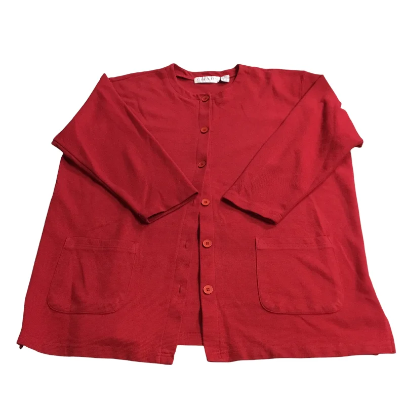 Cardigan By Chaus In Red, Size: 3x