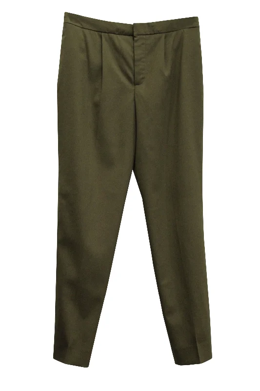 Chloé Tapered Pants in Khaki Green Wool