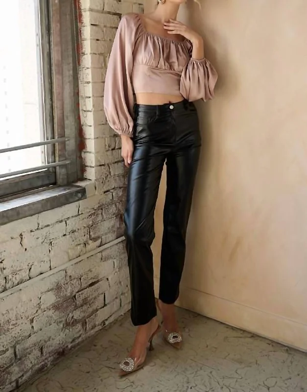 Faux Leather Pants In Black