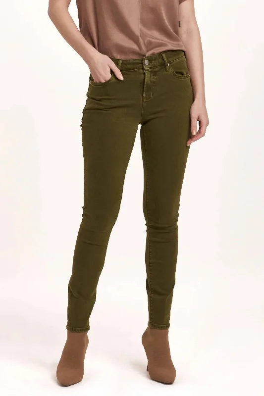 Gisele Skinny Mid Rise Ankle Jeans In Sage Vine