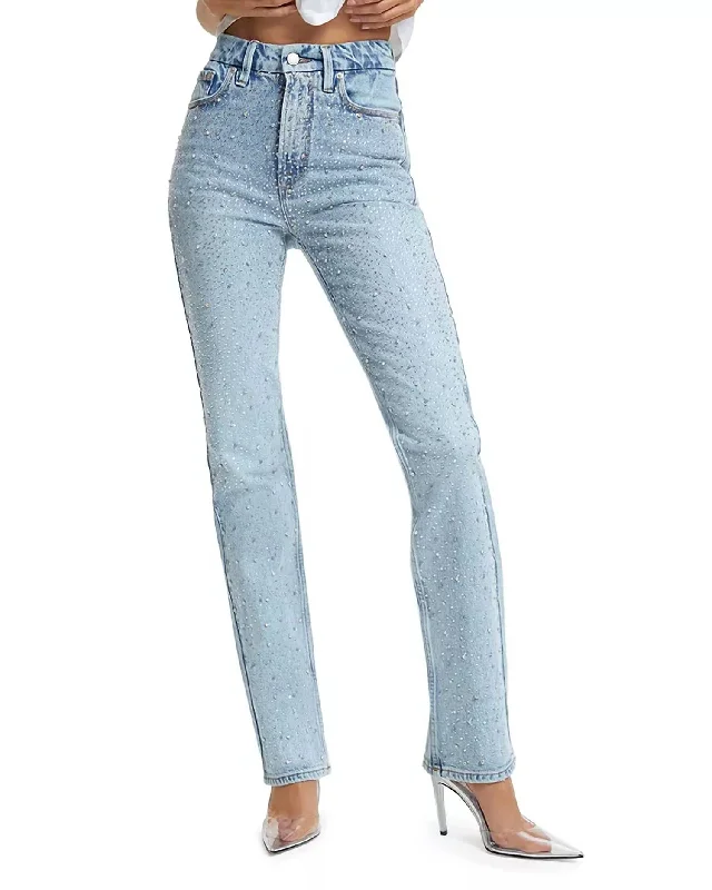 Icon Dusted Jewel Straight Leg Jeans In Blue 953