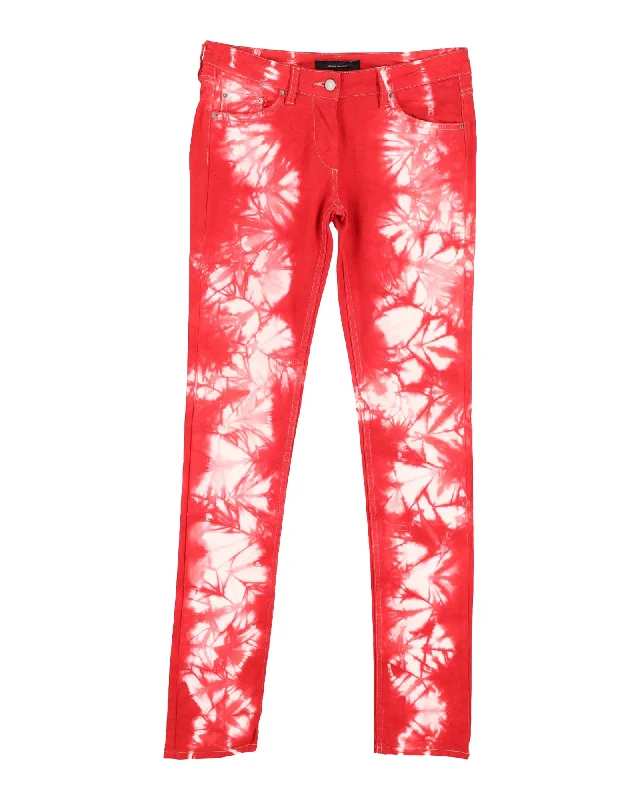 Isabel Marant Tie-Dye Jeans in Red Cotton