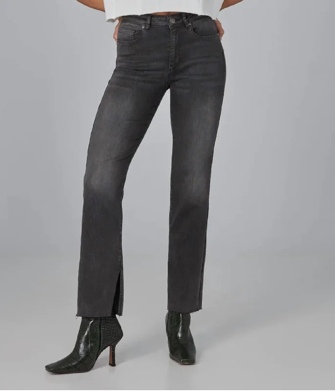 Jasper Mid Rise Straight Jean In Smoky Grey