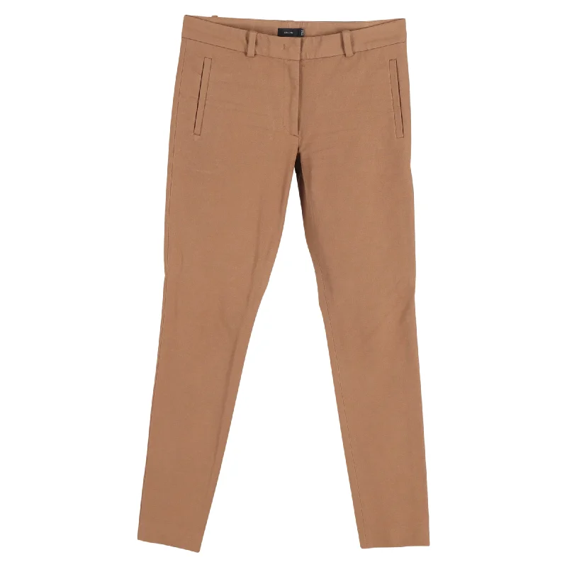 Joseph Midrise Skinny Trousers in Brown Cotton