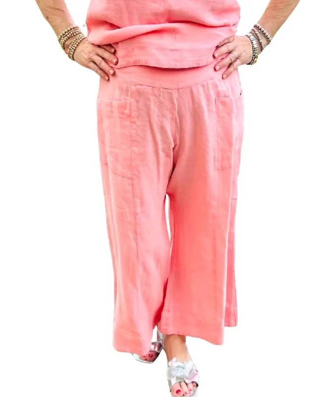 Linen Slouch Pocket Pant In Geranium