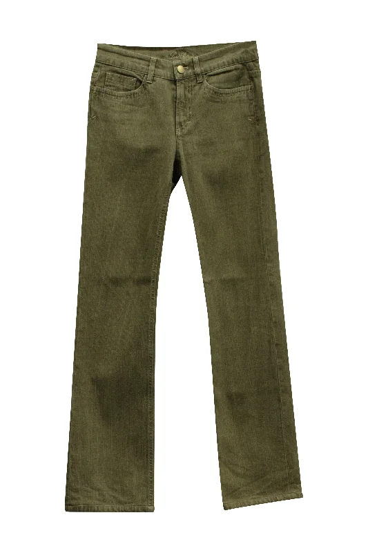 Loro Piana Straight Leg Pants in Green Cotton