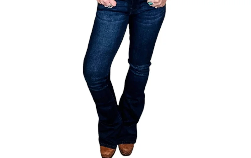 Midrise Flare Jeans In Dark Stone Wash