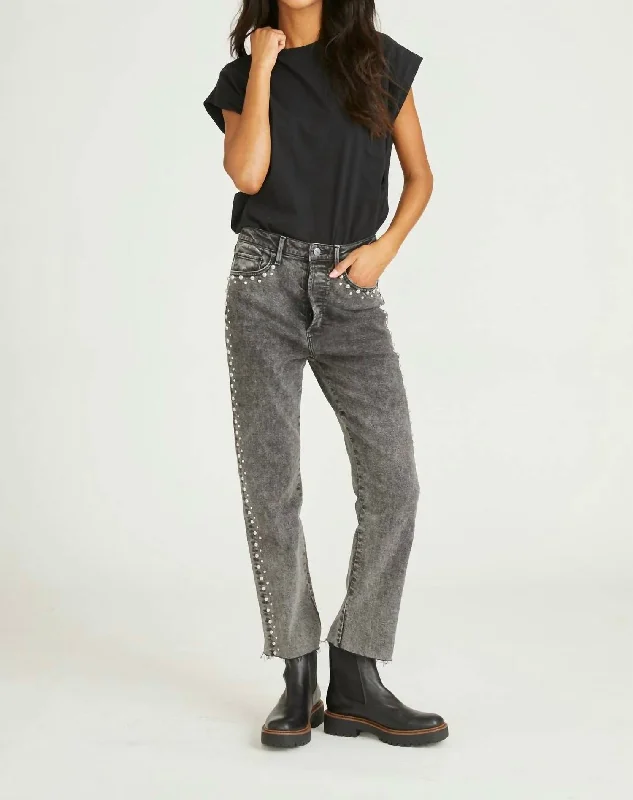 Royce X Blizzard Studded Jeans In Charcoal Denim