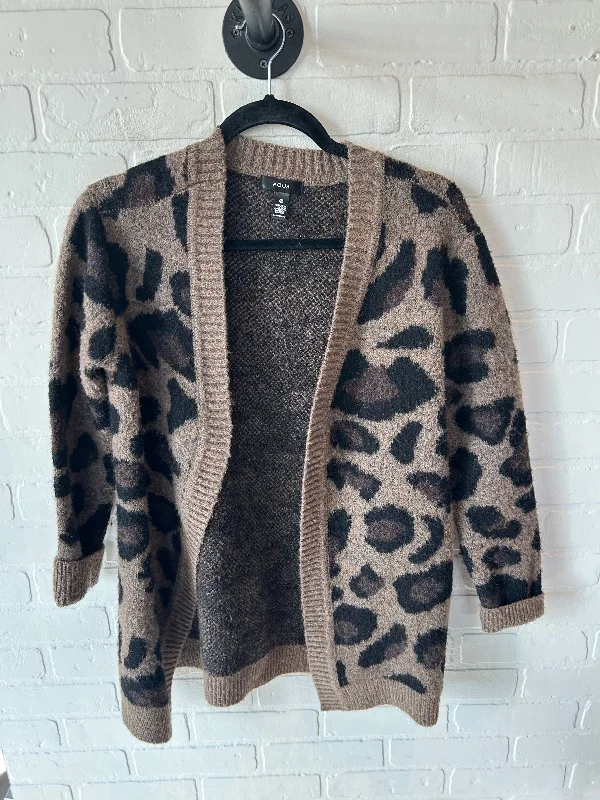 Sweater Cardigan By Aqua In Black & Brown, Size: Xs