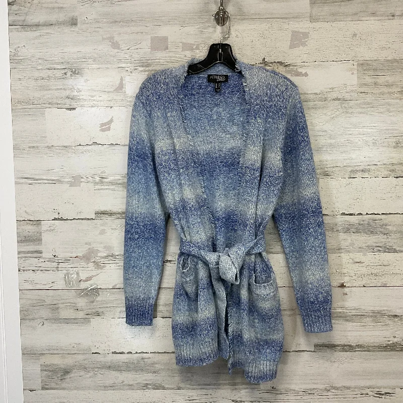 Sweater Cardigan By Attitude In Blue, Size: M